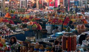 Armenian market filled with fresh fruits, vegetables, dried goods, and local vendors